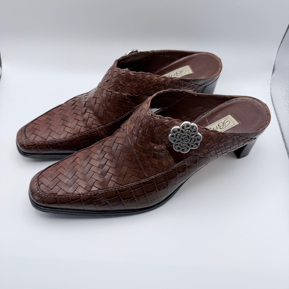 Brighton "Twain" Brown Woven Leather Mules